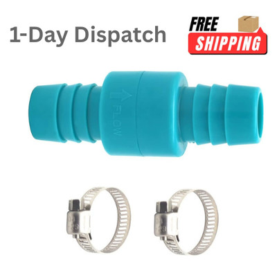 3/4'' Check Valve Non Return In-Line Bilge Pump Hose Valve with 2 Hose Clamps