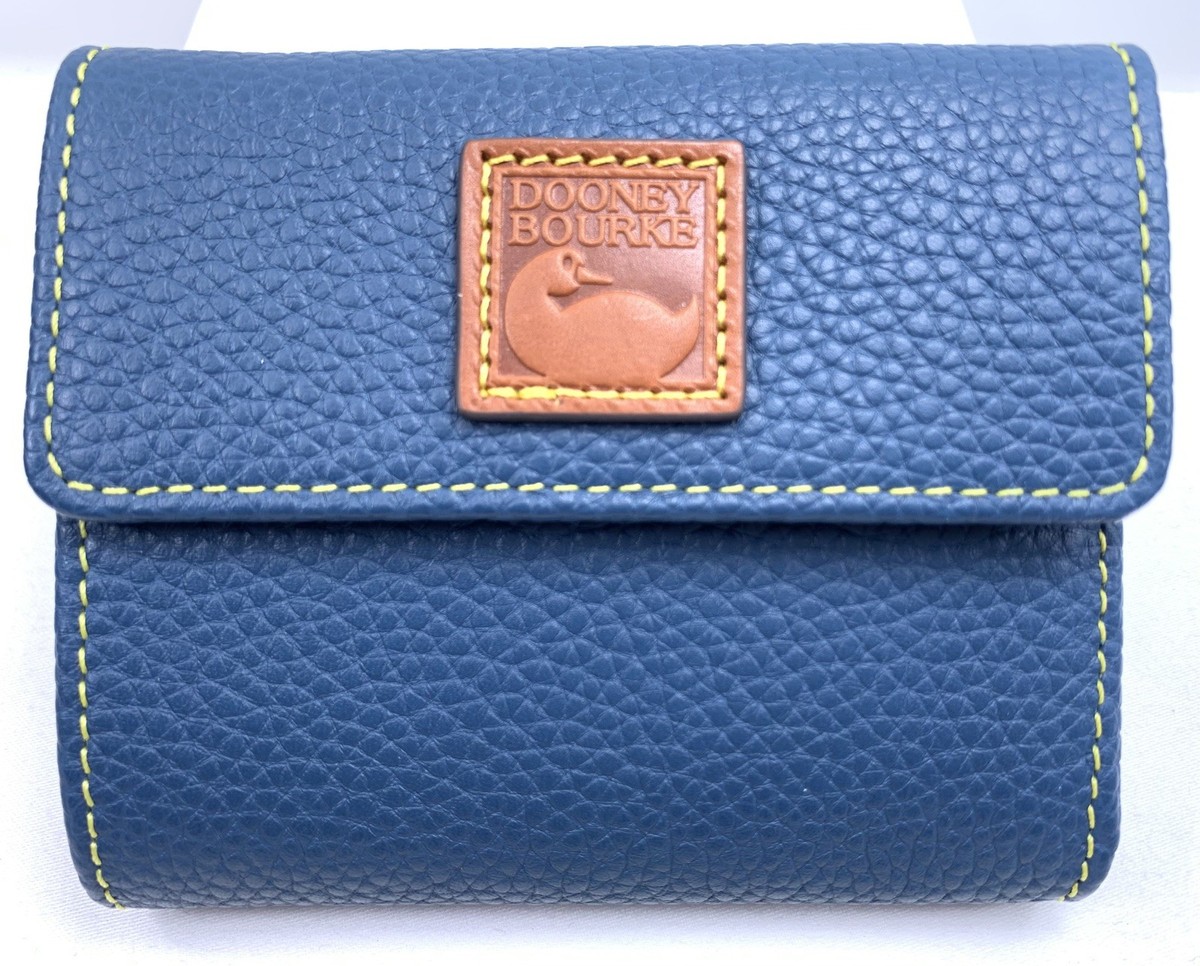 Dooney Bourke Pebble Grain Small Flap Credit Card Wallet 👖👖 Jeans Color