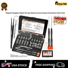 Magnetic Eyeglass Repair Kit, Eye Glasses Screws,Tweezer Screwdriver Nose Pads