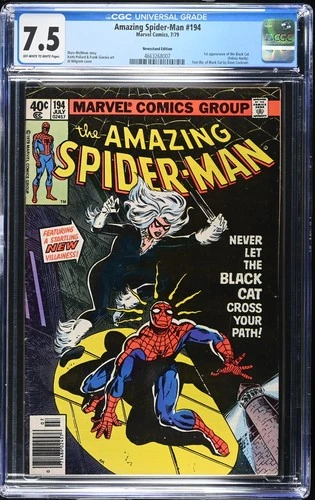 Amazing Spider-Man #194 Al Milgrom Newsstand Cover CGC 7.5 OWW - 1st Black Cat