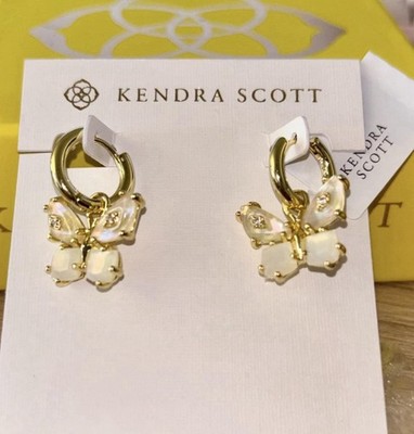 BRAND NEW KENDRA SCOTT BIANCA BUTTERFLY GOLD HUGGIE EARRINGS RETAIL $90