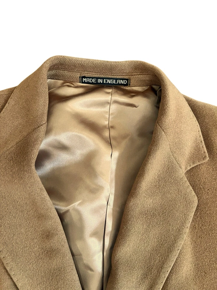 Abrigo largo vintage beige camel 100% cachemir-reparado Foto 2 de 4