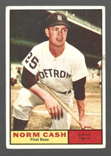 1961 Topps #95 Norm Cash Detroit Tigers (VINTAGE *VG-EX(MK)) ink marks on back