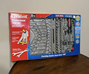 Crescent Professionnel 70pc Ensemble d'outils de mécanique SAE/Métrique 1/4 & 3/8 Cas dur