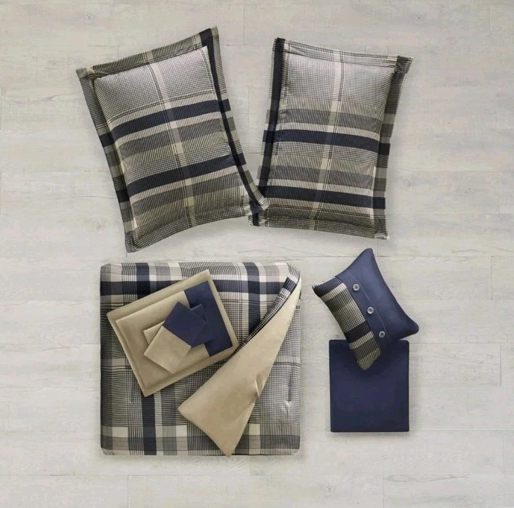 Intelligent Design Twin Navy Blue & Taupe Plaid Comforter Set Sheet Set - Image 2 of 2
