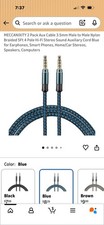 2Pcs Aux Cable 3.5mm Male to Male Nylon Braided 10Ft Auxiliary Cord Blue