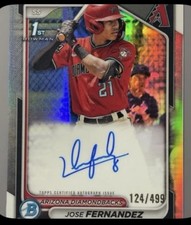 124/499 RC Auto 2024 Bowman Chrome Jose Fernandez Refractor Arizona dBacks