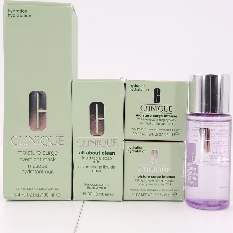 Clinique Lot of 5 Moisture Surge Mask Hydrator Facial Soap Makeup Remover NEW - Image 3 of 4