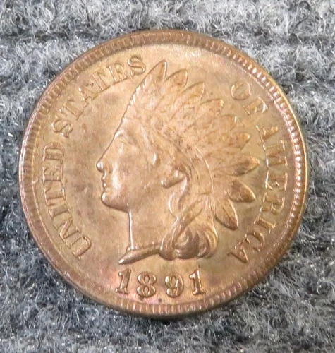 1891 Indian Head Cent Red Brown - GEM BU