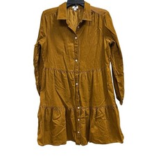 J.Crew Tan Micro Corduroy Tiered babydoll festival Boho dress NWOT SZ 10