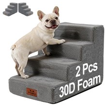 2 Pack Dog Stairs for Small Dogs 4-Step Pet Stairs for Bed Couch Chair Stool ...