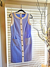 Tommy Hilfiger Dress Women's Sz 8 Blue Sleeveless Houndstooth Print Knit Sheath