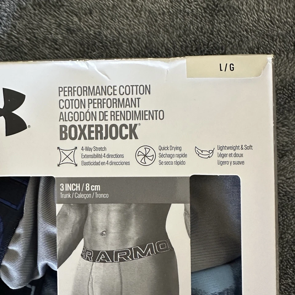 Under Armour Men's Performance Cotton 3" Boxerjock Boxer Brief Colors 3 Pack L/G - Image 2 of 3