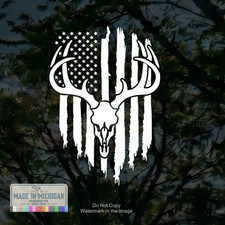 Deer Skull Skeleton Hunting Flag Vinyl Decal Sticker Car Truck Window Bumper Usa Deer Skull Skeleton Hunting Flag Vinyl Decal Sticker Car Truck Window Bumper Usa