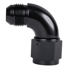 90 Degree Male to Female Swivel Full Flow Fitting Adapter 8AN Black - 90 Degree