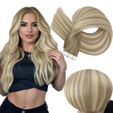 Tape in Hair Extensions Color 8 Ash Brown Ombre 60 Blonde and 18 Ash Blonde Hair