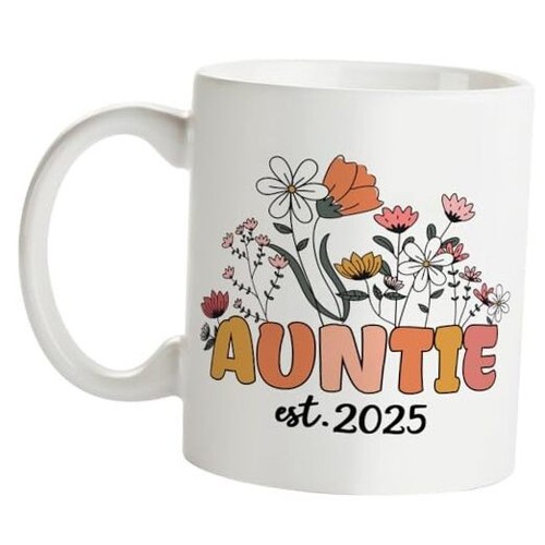 Coffee Mug for New Aunt,Pregnancy Announcement Gifts For First Auntie Est.2025