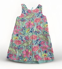 Tommy Bahama Girls Size 6 Beautiful Blue Pink Floral Shift Dress Lined
