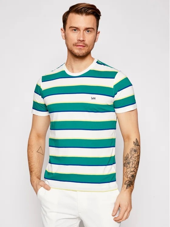 Lee Striped T-Shirt Mens Medium Casual Regular Fit Short Sleeve Pullover Fairway