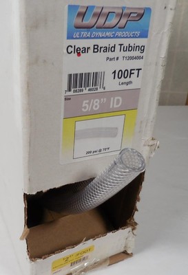 UDP Clear Braid Vinyl Tubing 5/8'' ID, Ultra Dynamic Products - Per 2 Feet