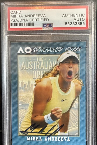Mirra Andreeva Signed 2024 Pro Net Australian Open Rookie Card Psa/Dna Auto RC