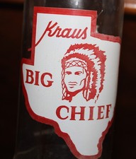 Big Chief Fredericksburg TX ACL soda bottle w picture Indian on state of Texas