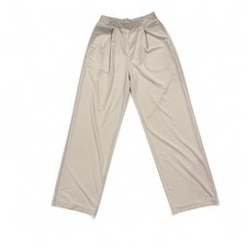 Uniqlo light grey beige wide leg pants elastic waistband pockets XS