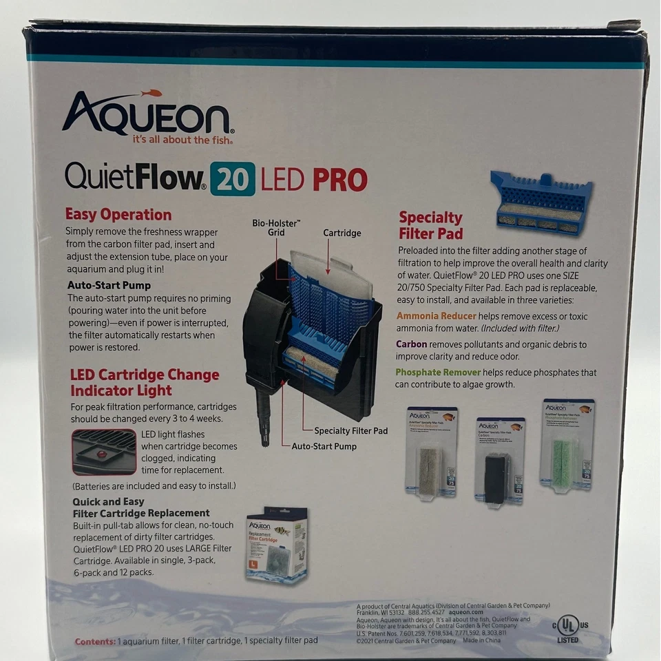 Aqueon QuietFlow 20 LED Pro Aquarium Power Filter Up to 30 Gallons NIB - Image 3 of 4