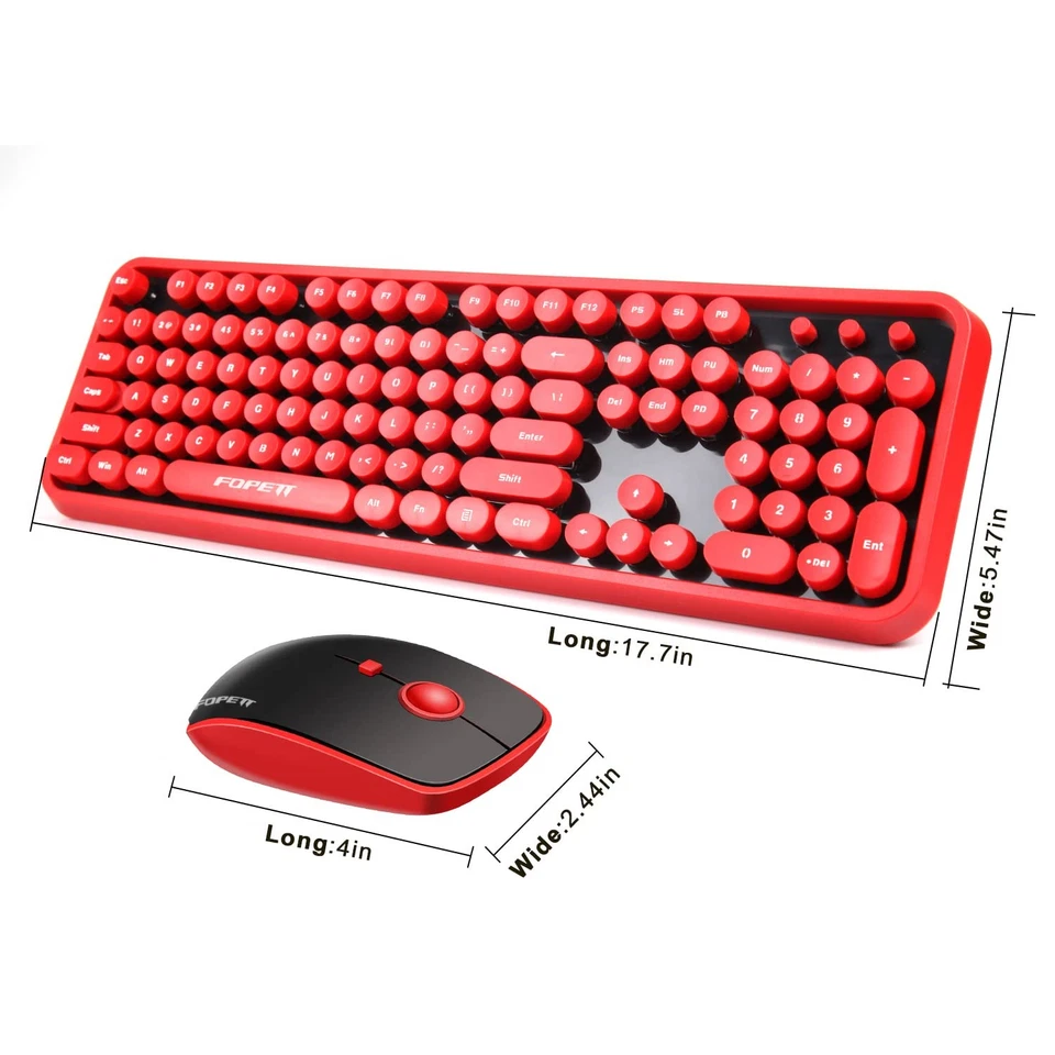Wireless Keyboard and Mouse Combo, 104 Keys Full-Sized 2.4 GHz Round Keycap C... - Image 4 of 4