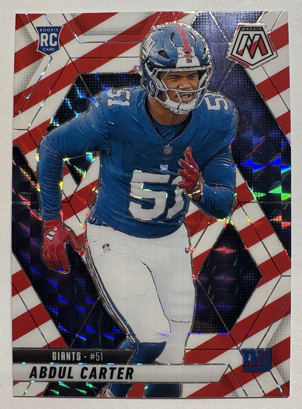 2025 Mosaic Abdul Carter Red White Stripe Rookie #317 NY Giants