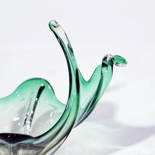 Vintage Green Murano Glass Vase Italian Decorative Mid Century Hand Blown