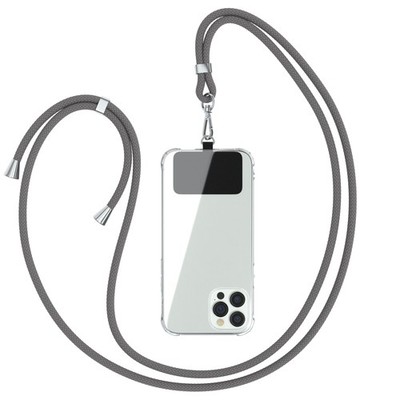 Universal Handykette alle Handys zum Umhängen Kordel Band Grau + Handband gratis
