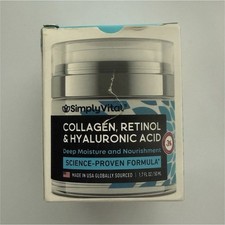 SimplyVital Anti-Aging Cream Collagen Retinol Hyaluronic Acid SPF30 1.7 oz