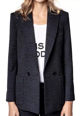 Zadig et Voltaire Navy Black Visko Jac Tigre Blazer Jacket Size 38/US M