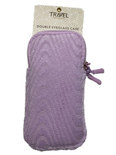 EVOLUTION EYES TRAVEL DOUBLE EYEGLASS CASE LAVENDER 7 x 3 100 POLYESTER NWT