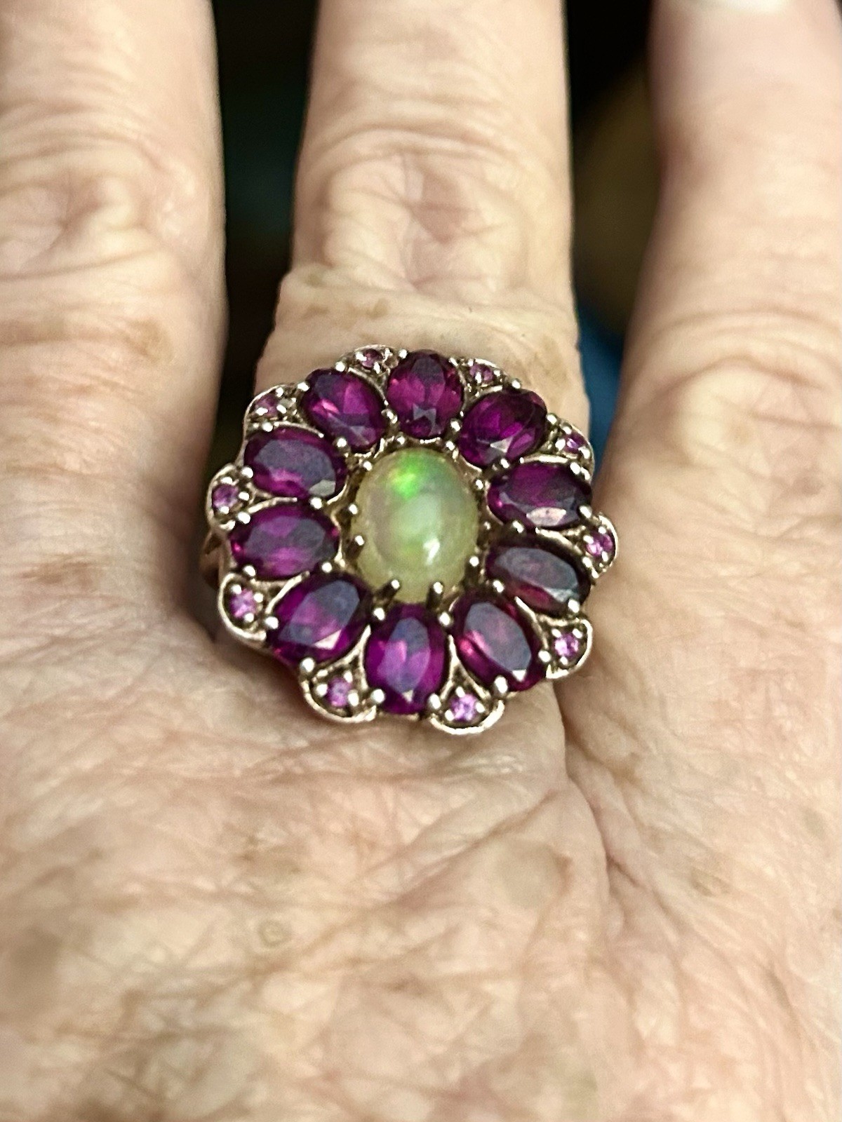 Gorgeous Outstanding Opal Ruby Garnet Sterling Ve… - image 5