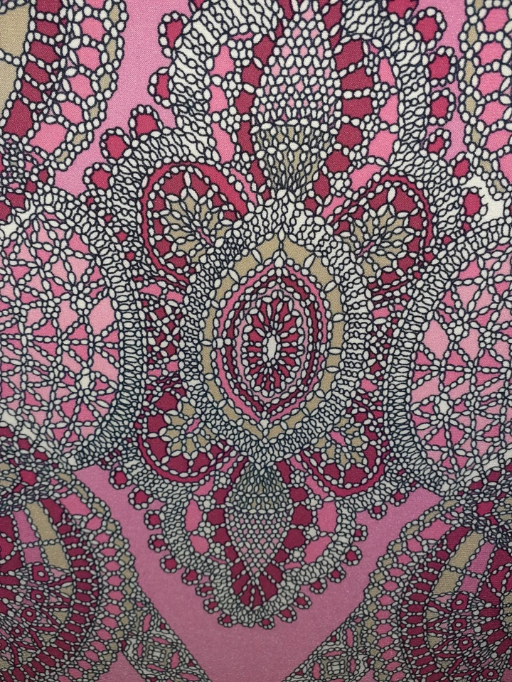 NEW TOMMY HILFIGER Sz 16 A-Line Dress Pink Black Floral Sleeveless Stretch Midi - Image 3 of 4