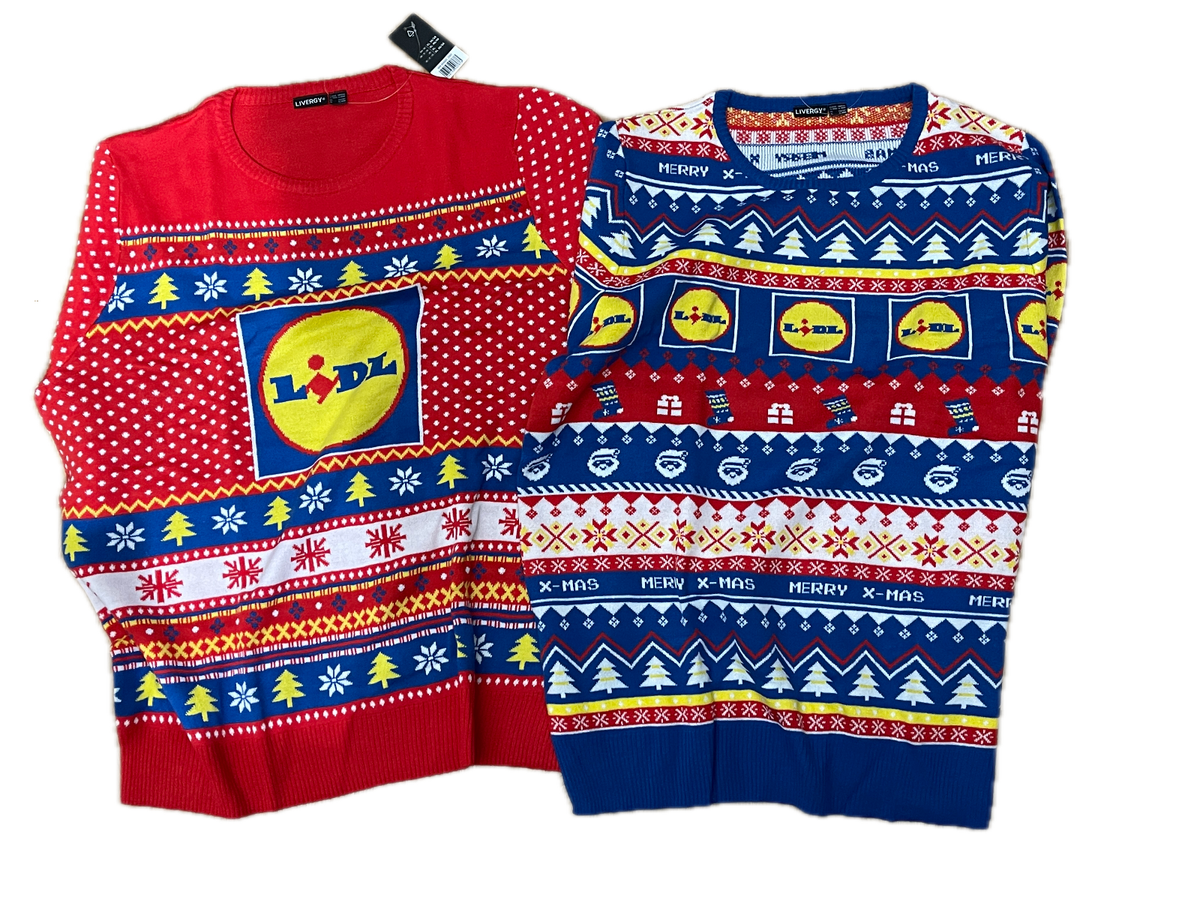 Herren Lidl Weihnachtspullover Fan Pullover Weihnachten Christmas S-XL ink  DHL