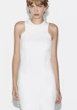 Zara White Fitted Jacquard Dress Size S REF 3644/630