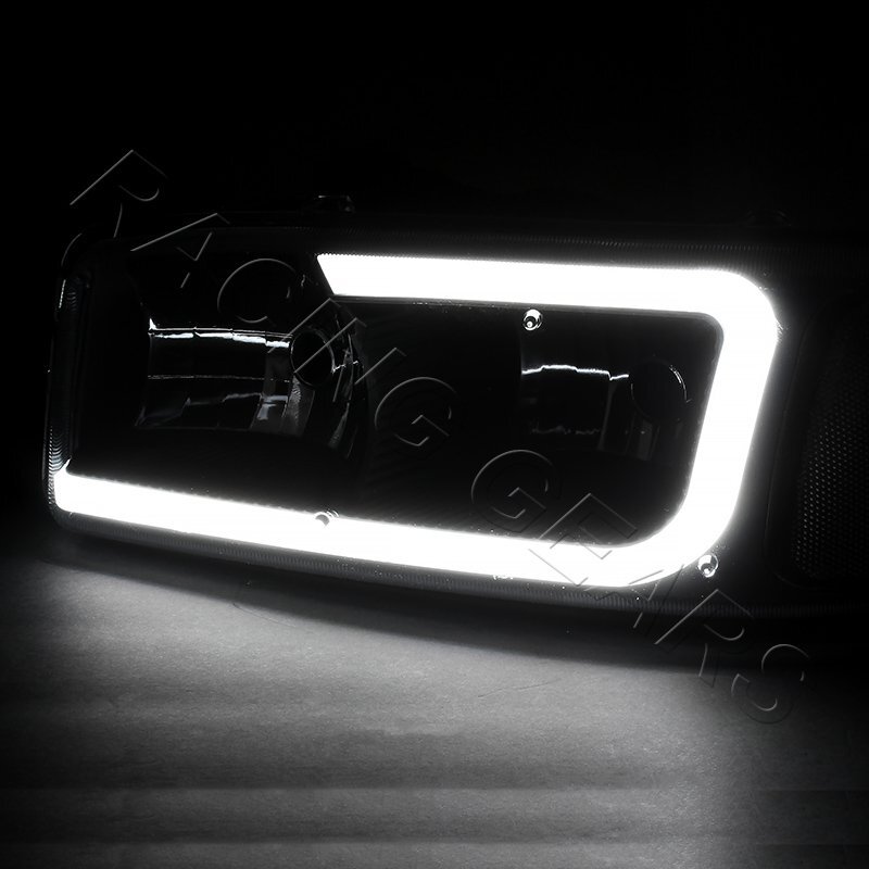 ANZO 99-17 GMC Sierra/Denali Headlights Black Amber (w/C Light Bars) – Race Ready Fabrication