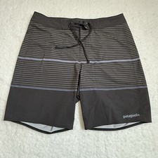 PATAGONIA Men Stretch Hydropeak Boardshorts 18" OLIVAS STRIPE BLACK OLBK Size 30