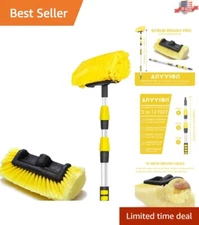 Telescopic Car Wash Brush - 11 Foot - Soft Bristles - Flow Through - Black