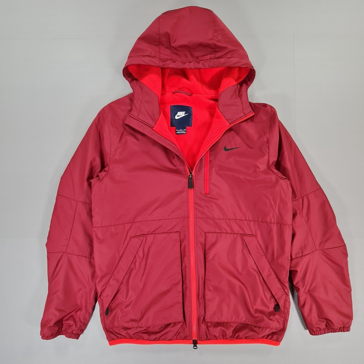 NIKE Mens Jacket Red Medium Alliance Fleece Full Zip Hooded 626927