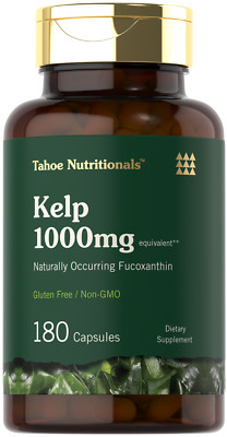 Kelp Capsules 1000mg | 180 Count | Non-GMO, Gluten Free | by Tahoe Nutritionals
