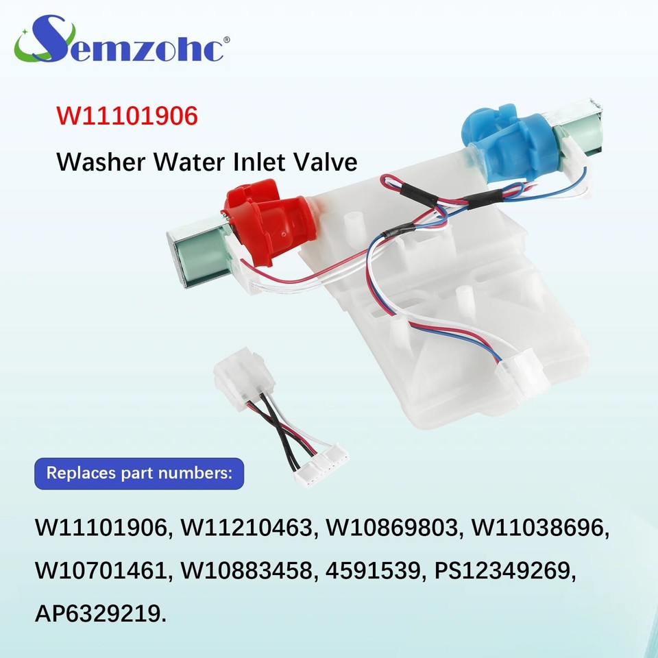 W11101906 NTW4516FW3 rev b Water Inlet Valve Fit for whirlpool amana
