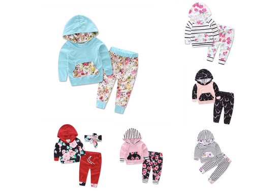 Ensemble de vêtements Bilo bébé fille manches longues sweat à capuche et pantalon tenue en coton - Photo 1 sur 19