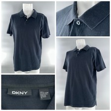 DKNY Polo Shirt Men XL Navy Blue 100 Cotton Short Sleeve Made In Peru YGI K4-2