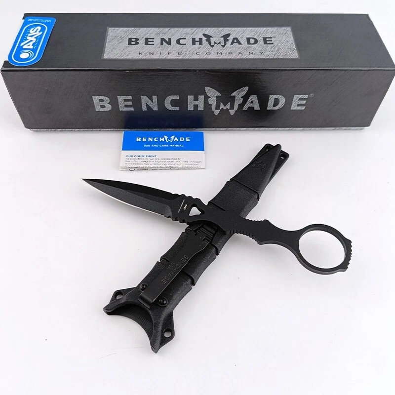 Cuchillo clásico de hoja fija con funda de daga SOCP negro 176BK hecho en banco (acero 440C) Foto 2 de 4