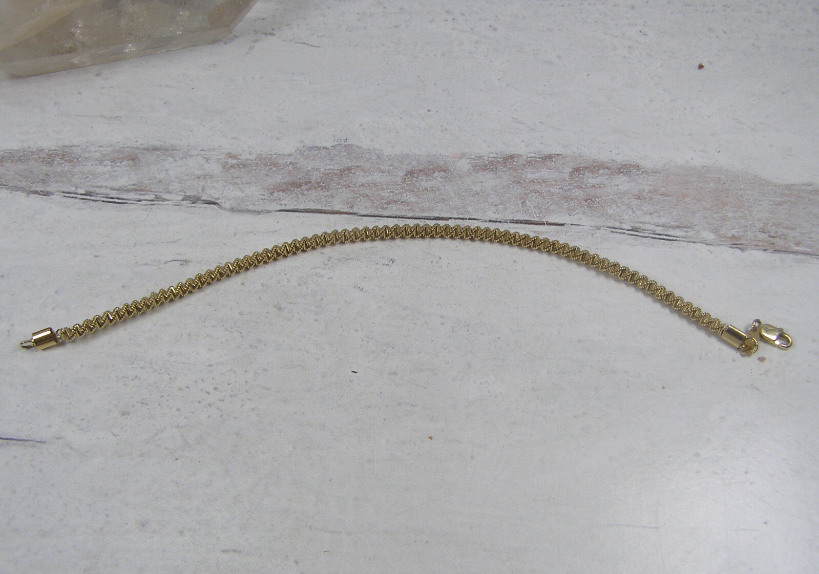 14K yellow Gold Twisted Coil Mesh Wire Chain Bracelet… Gem