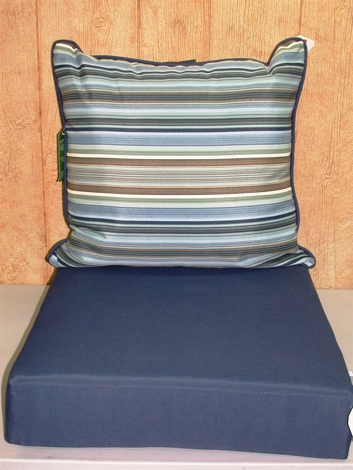 Outdoor Deep Seat Cushion Set ~ River Rock Stripe 22.5x22.5x8 / 23.5x23.5x6  NEW - Image 4 of 4